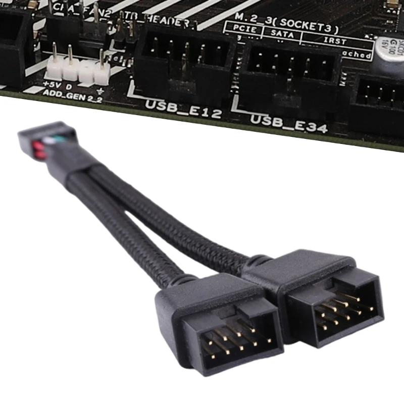 

Motherboard 9pin Extension Cable Adapter USB Header Splitter Female 1 To 2 Male Desktop 9-Pin USB2.0 HUB Connector 15CM Dropship