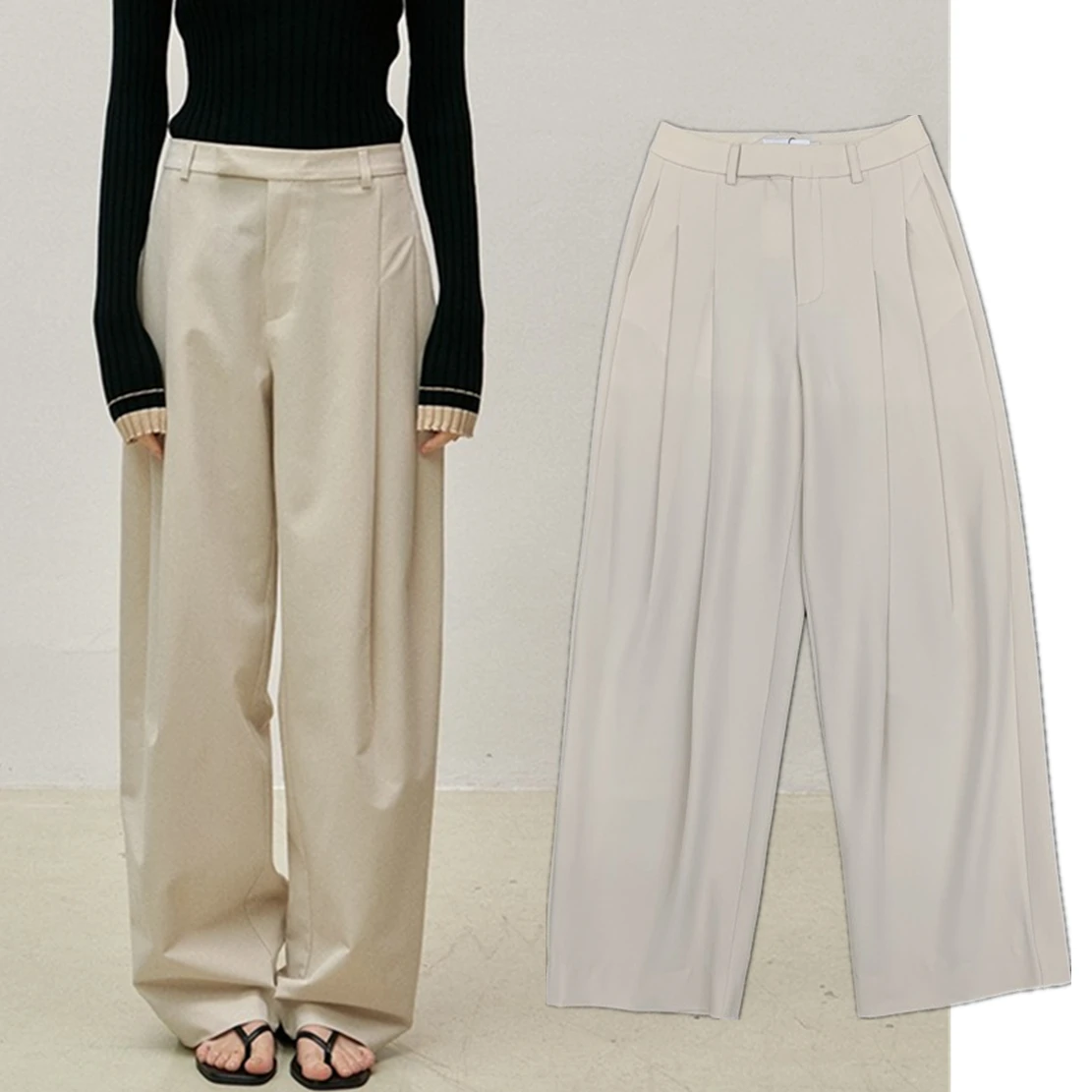 Withered Minimalist Fashion Women's High Waist Pleated Casual Pants Casual Loose Buckle Straight Leg Wide Leg Pants Women's
Withered Minimalist Fashion Women's High Waist Pleated Casual Pants Casual Loose Buckle Straight Leg Wide Leg Pants Women's
