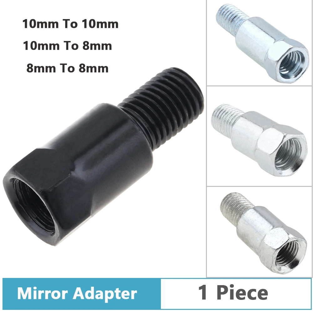 

1pc Motorcycle Mirror Adapters M10 10MM M8 8MM Black Silver Steel Metal Screw Adapter Rearview Mirrors Conversion Bolt Thread