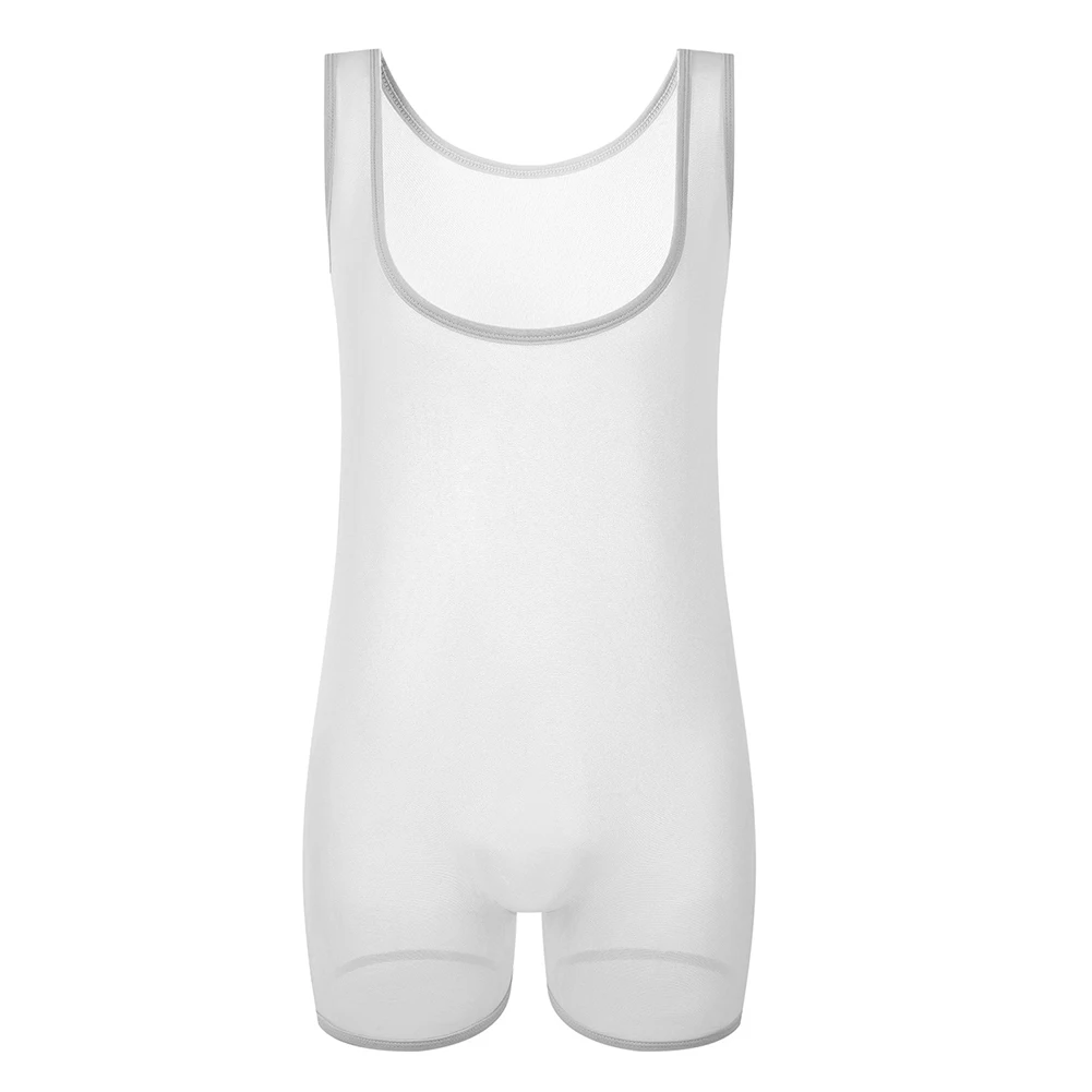Men Sexy Perspective Mesh Bodysuit Solid Color See Through Leotard Sleeveless Boxer Briefs Jumpsuit Seductive Erotic Lingerie
Men Sexy Perspective Mesh Bodysuit Solid Color See Through Leotard Sleeveless Boxer Briefs Jumpsuit Seductive Erotic Lingerie