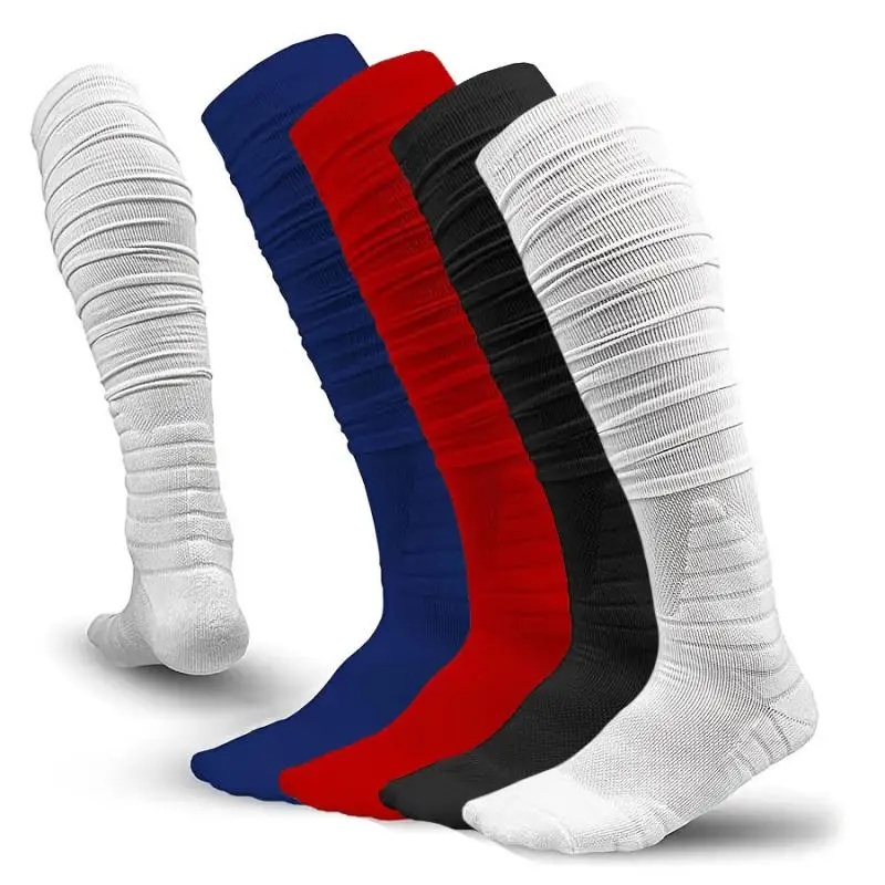 

New Scrunch Padded Football Socks for Men Women Extra Athletic Long Sports Soccer Socks Knee High Socks Tube Sock Adults Youth