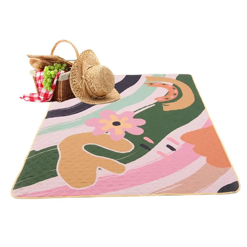 

Big Picnic Blanket 78.7X78.7In Multi-Layer Camping With Carry Strap Oversized Outdoor Mat For Spring Summer Camping Park Travel