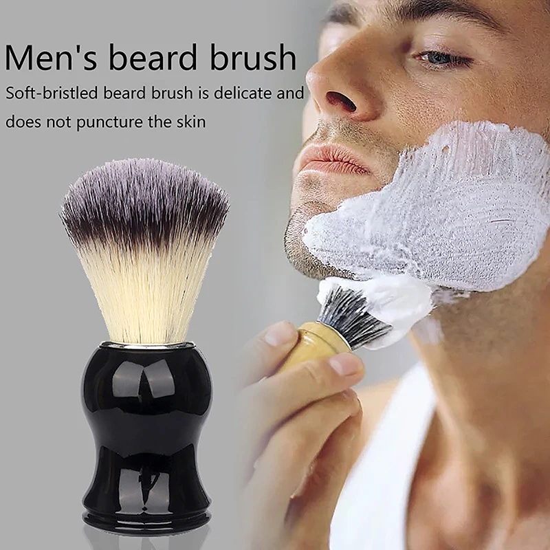 

Щетка для бритья бороды, кисти для макияжа, 1 шт., деревянная ручка, нейлоновая щетка для парикмахерской, пенопласт для мыла, мужские инструменты для чистки лица
