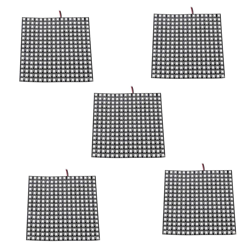 5X WS2812B светодиодный RGB гибкая Пиксельная панель 16x16 индивидуально Адресуемая панель, фотоэлемент, модуль, матричный экран
5X WS2812B светодиодный RGB гибкая Пиксельная панель 16x16 индивидуально Адресуемая панель, фотоэлемент, модуль, матричный экран