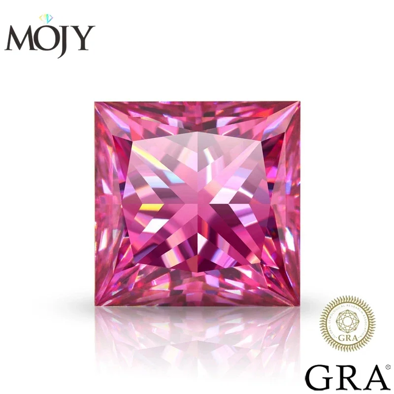 

MOJY Pink Color Moissanite Loose Stone Princess Cut 0.5ct~6ct Gemstone Pass Diamond Tester with GRA Certificate for Fine Jewelry
