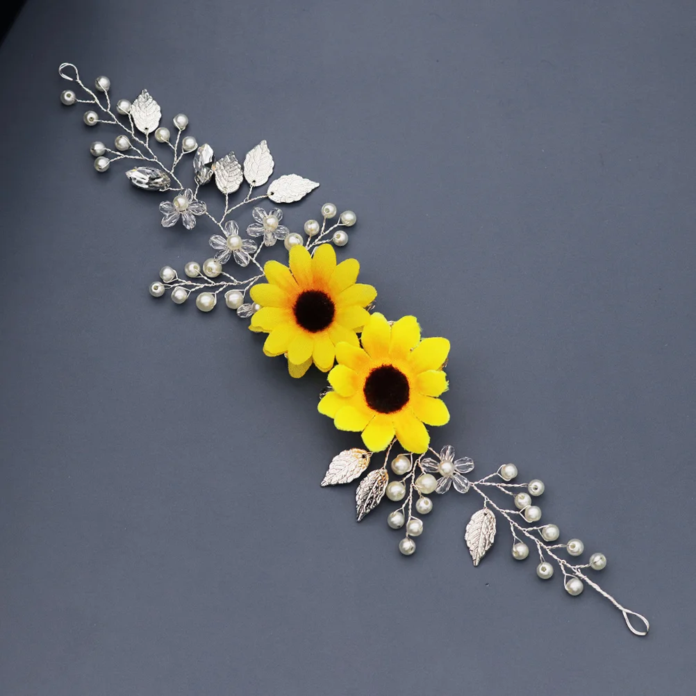 

Creative Sunflower Headdress Wedding Bride Hairband Fashion Holiday Flower Hair Decor (Silver)