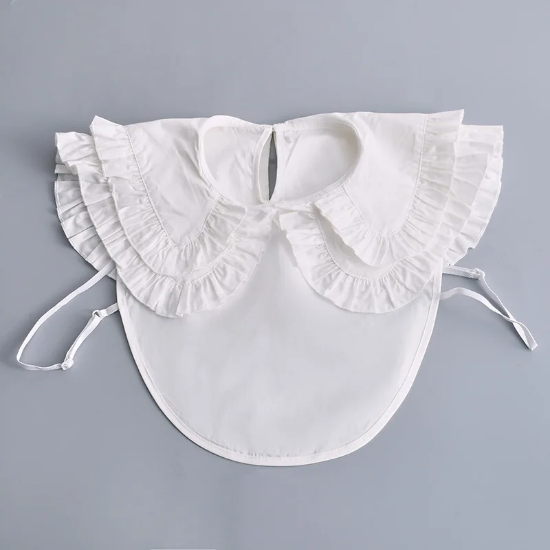

Big Lapel Fake Collar Women's White Autumn Sweater Blouse Tops Shirt Detachable Collar Removable Half Shirt Button False Collar