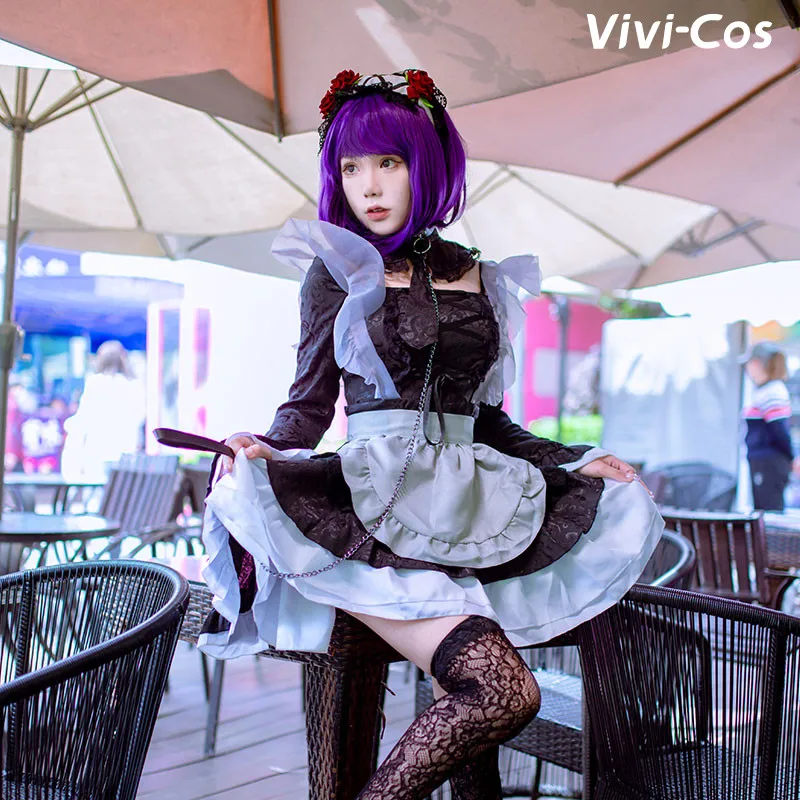 

Vivi-Cos Anime My Dress-Up Darling Kitagawa Marin Sexy Cosplay Costume Black Cute Maid Dress Halloween Role Play Carnival New