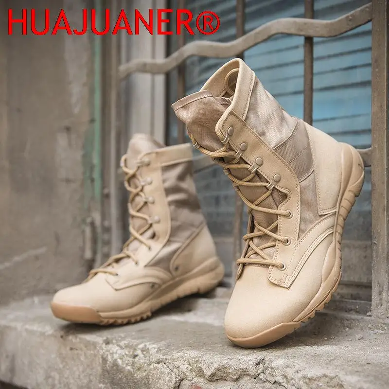 

Breathable Men Desert Boots Tactical Military Boots Ultralight Combat Boots Outdoor Hiking Shoes Male Army Boots Large Size 49