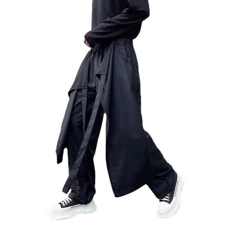 Chic Men's Black Color Double Layered Loose Casual Pants Long Patchwork Trousers
Chic Men's Black Color Double Layered Loose Casual Pants Long Patchwork Trousers