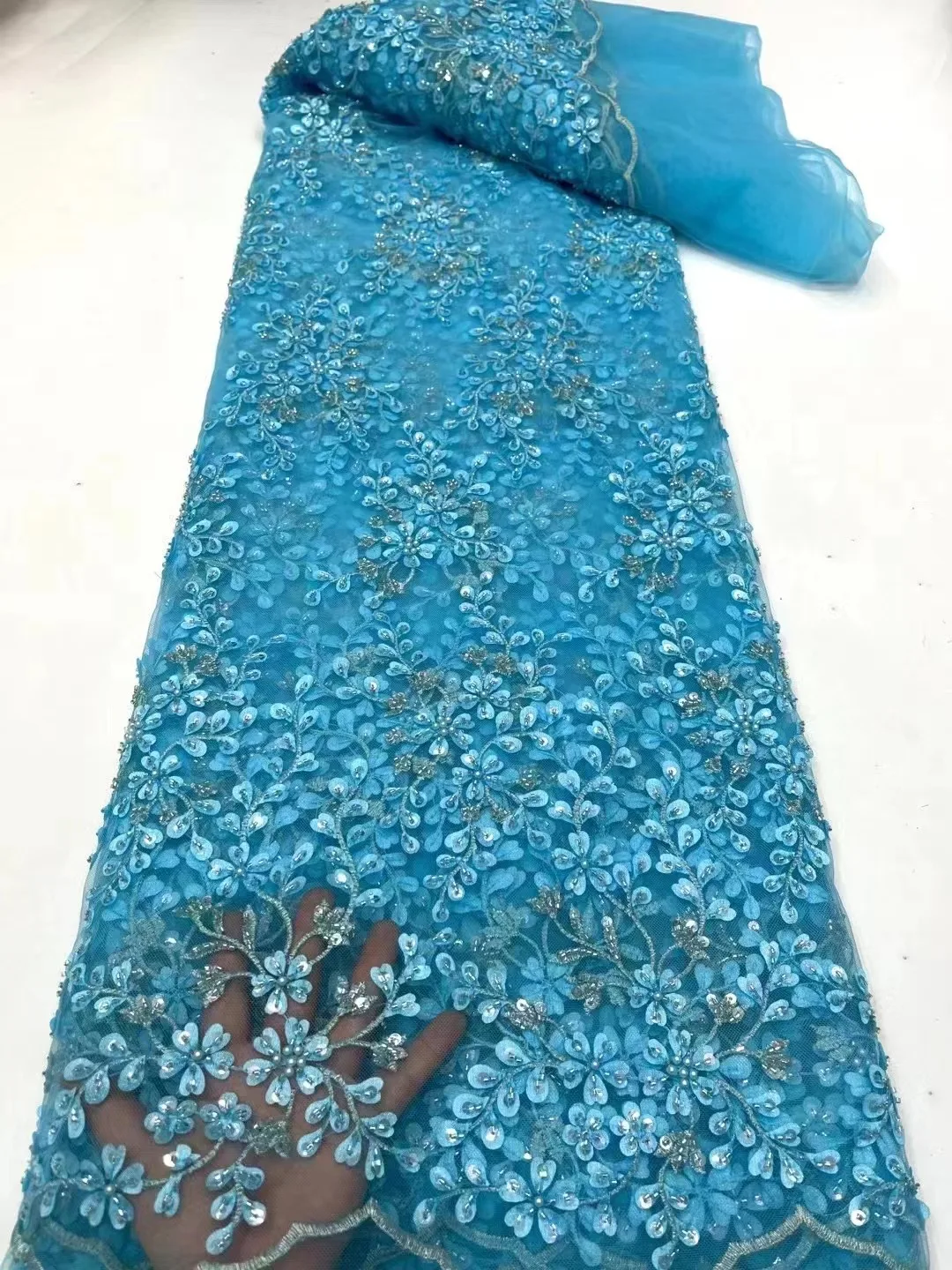 Luxurious Blue Nigerian Handmade Beads Lace Fabric Latest High Quality Sequins Beaded Embroidery African French Lace Fabric
Luxurious Blue Nigerian Handmade Beads Lace Fabric Latest High Quality Sequins Beaded Embroidery African French Lace Fabric