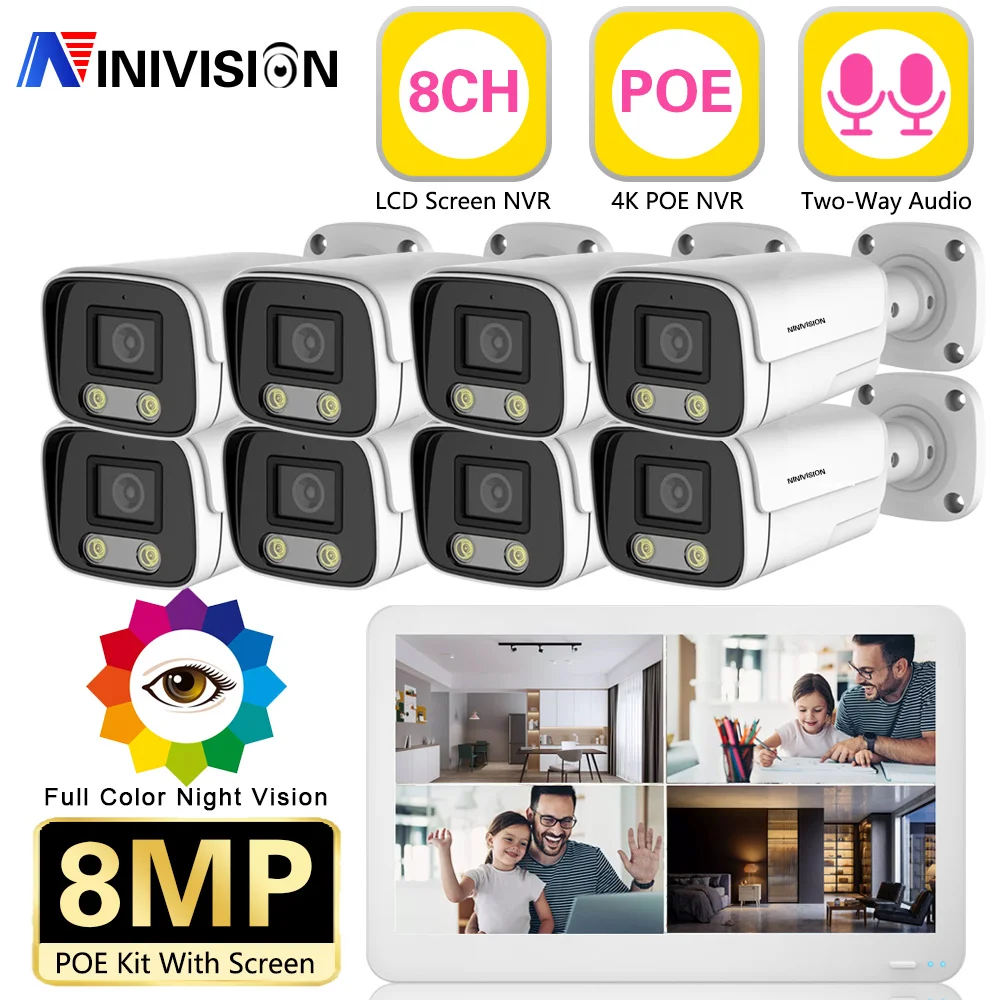 8CH 8MP POE CCTV Security System HD 11.6" LCD Screen Monitor NVR Set Two-Way Audio Color Night Vision IP Camera Poe Nvr Kit 4k
8CH 8MP POE CCTV Security System HD 11.6" LCD Screen Monitor NVR Set Two-Way Audio Color Night Vision IP Camera Poe Nvr Kit 4k