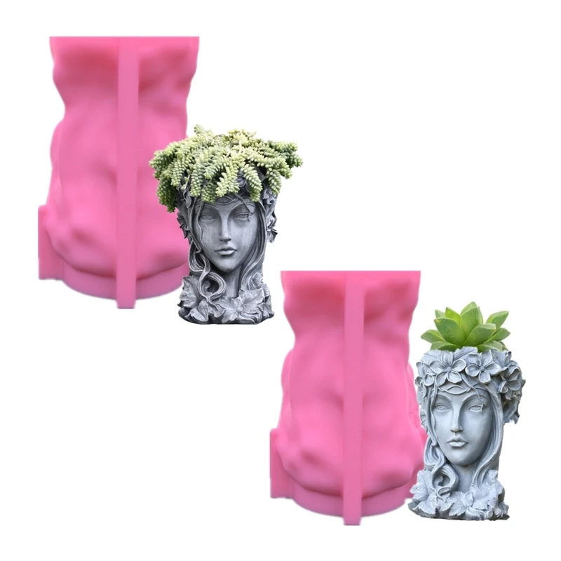 

2pcs Flower Pot Silicone Molds 3D Girl Vase Flowerpot Epoxy Resin Casting Molds Candle Holder Resin Mold DIY Storage Box