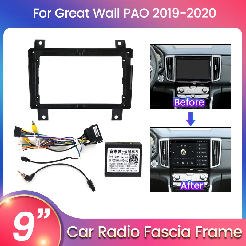 9" Car Radio Fascia For Great Wall PAO 2019-2020 Video Panel Player Audio Dash 2 Din Frame Dashboard Mount Kit
9" Car Radio Fascia For Great Wall PAO 2019-2020 Video Panel Player Audio Dash 2 Din Frame Dashboard Mount Kit