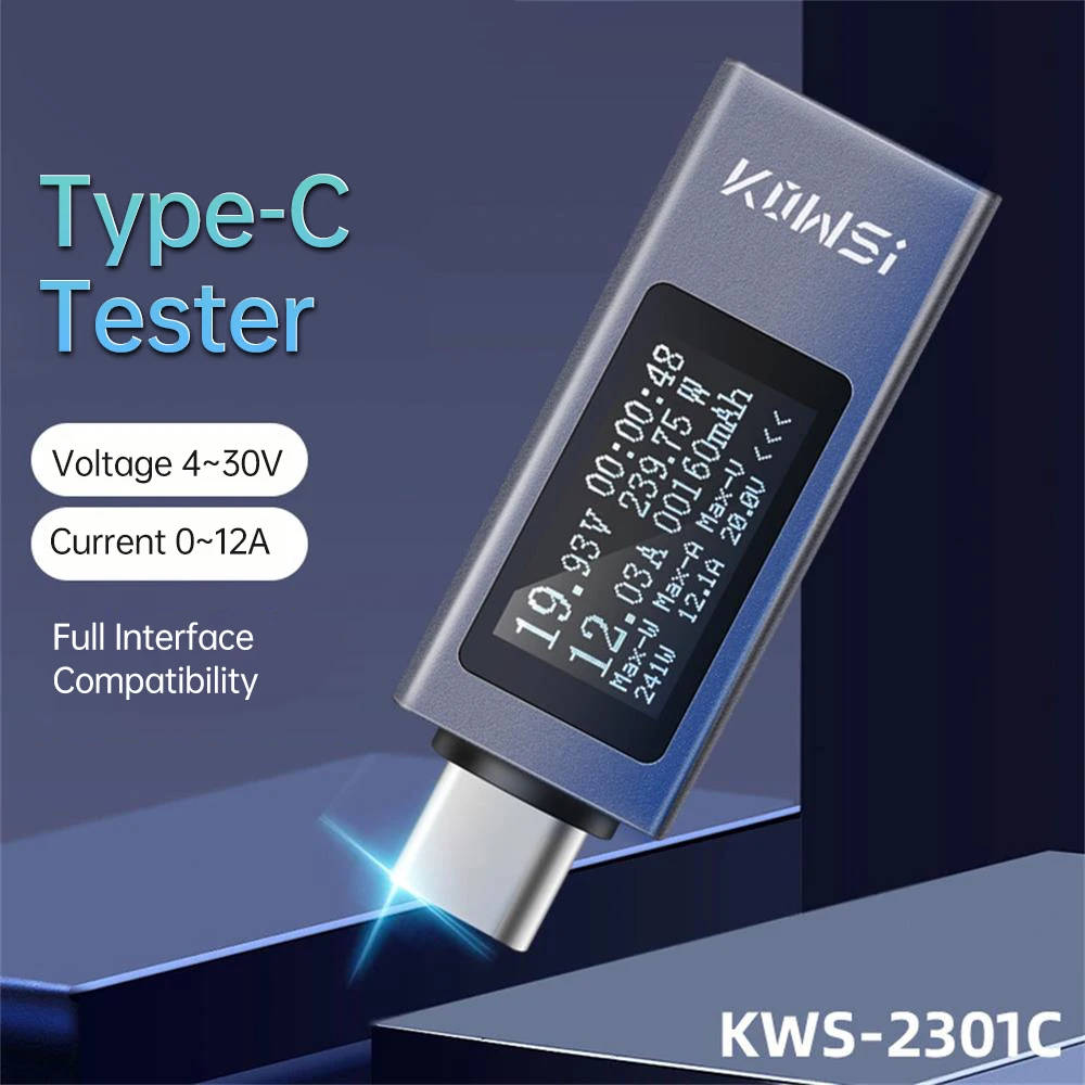 KWS-2301C DC 4-30V Voltage Ammeter Power Meter 0-12A Type-C Voltmeter Amperimetor Detector Power Bank Charger Indicator Tester
KWS-2301C DC 4-30V Voltage Ammeter Power Meter 0-12A Type-C Voltmeter Amperimetor Detector Power Bank Charger Indicator Tester