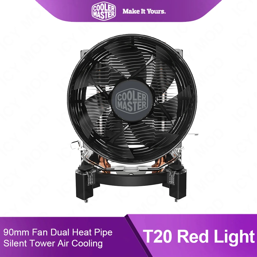 

Cooler Master Dual Heat Pipe 90mm Red Air Cooling Fan 18.7 dBA Supports CPU 1366 115X 775 AM4 AM3+ AM3 AM2+ FM2+ FM2 FM1
