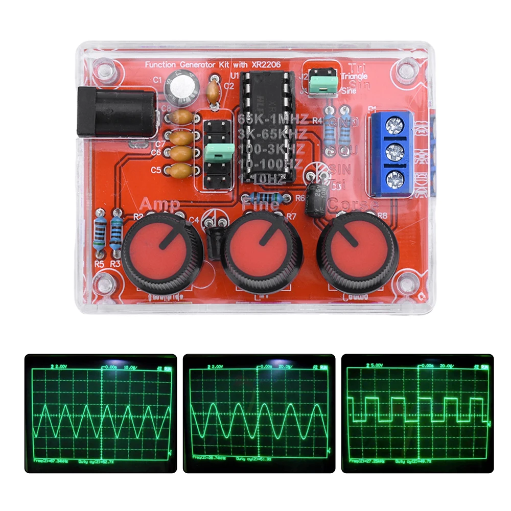 

Function Signal Generator DIY Kit Sine Triangle Square Output 1Hz-1MHz High Precision Adjustable Frequency Amplitude