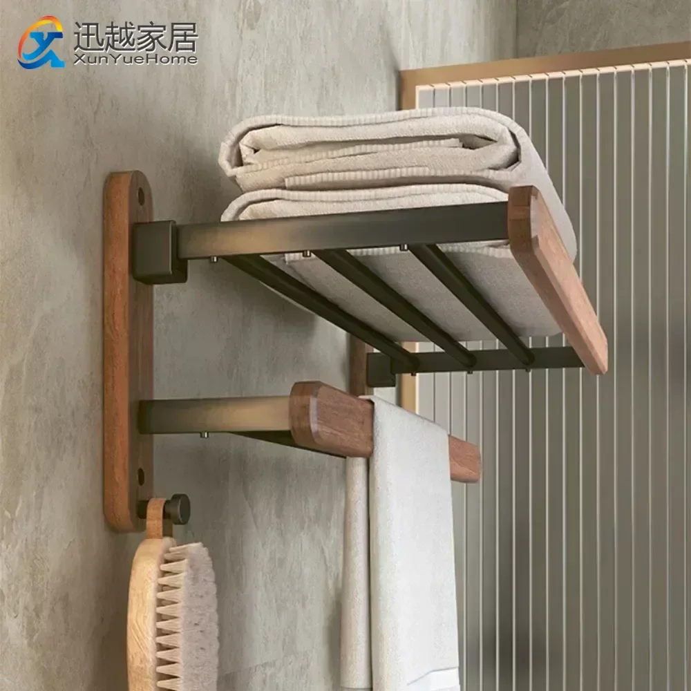 Solid Wood Space Aluminium Towel Rack Double Shelf Wall Mounted Black Shower Organiser Bathroom Accessories Hook Holder
Solid Wood Space Aluminium Towel Rack Double Shelf Wall Mounted Black Shower Organiser Bathroom Accessories Hook Holder