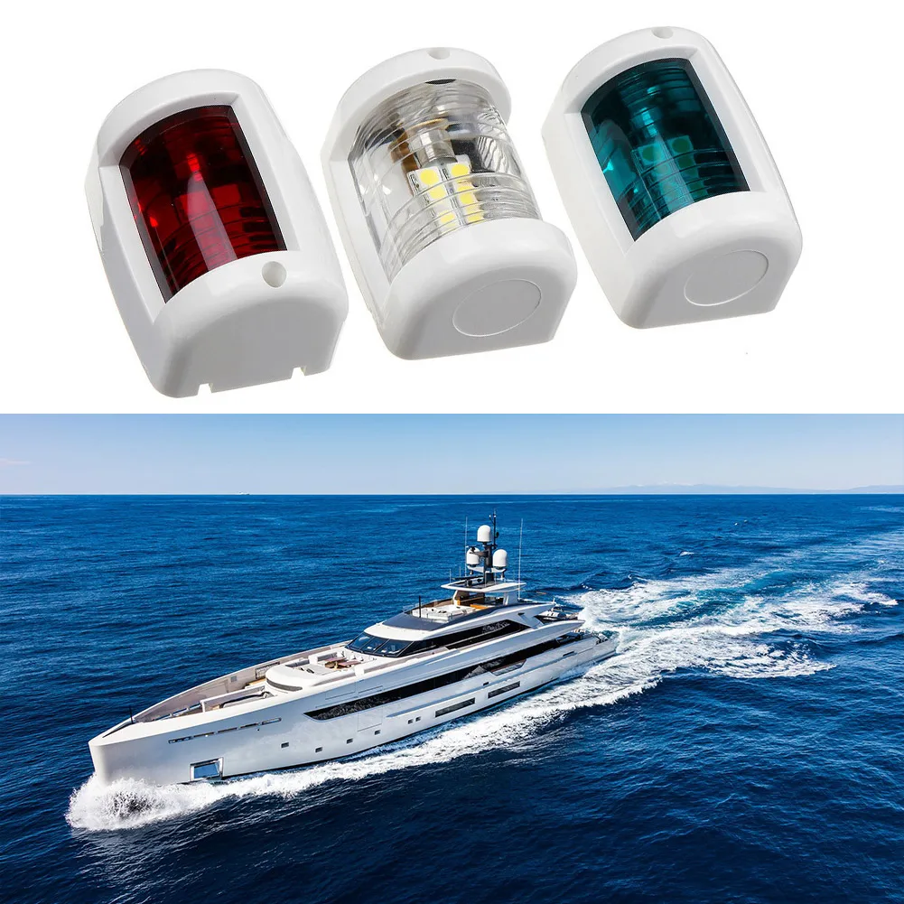 

1pc Red/ Blue/ White Marine LED Harbor Navigation Light 2800-3200K 0.85W DC12V IP66 Waterproof Lamp PC Plastic Case 2NM