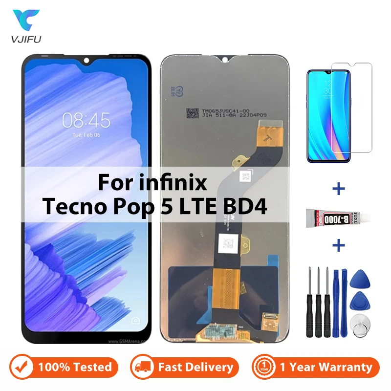 

Display Screen For Infinix Tecno POP 5 LTE / POP 5 Pro / Spark GO 2022 / BD4 / KG5 with Free Tempered Film Screwdrivers Glue