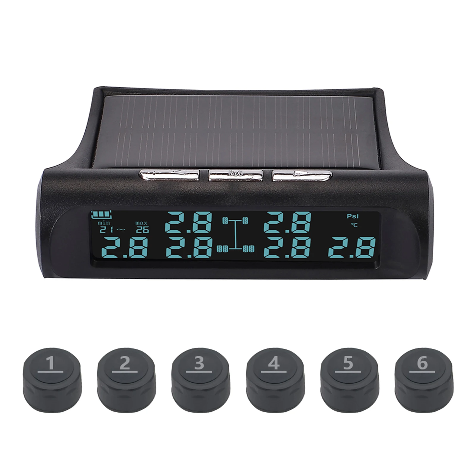 

Tire Pressure Monitoring System Solar Powered 6-Wheel Freight Vehicle Tire Pressure Monitor System for Truck RV Bus Bulk Lorry