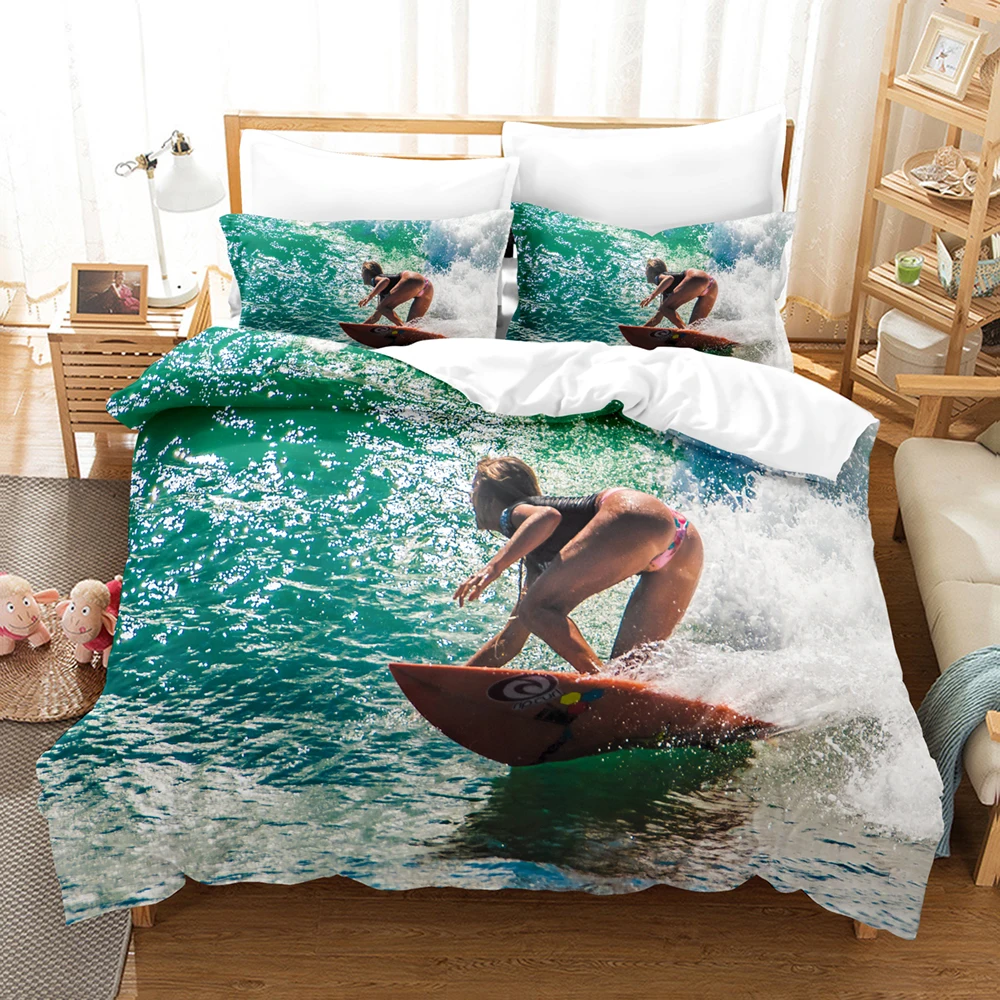 

3Dsurf on the sea Bedding Sets Duvet Cover Set With Pillowcase Twin Full Queen King Bedclothes Bed Linen