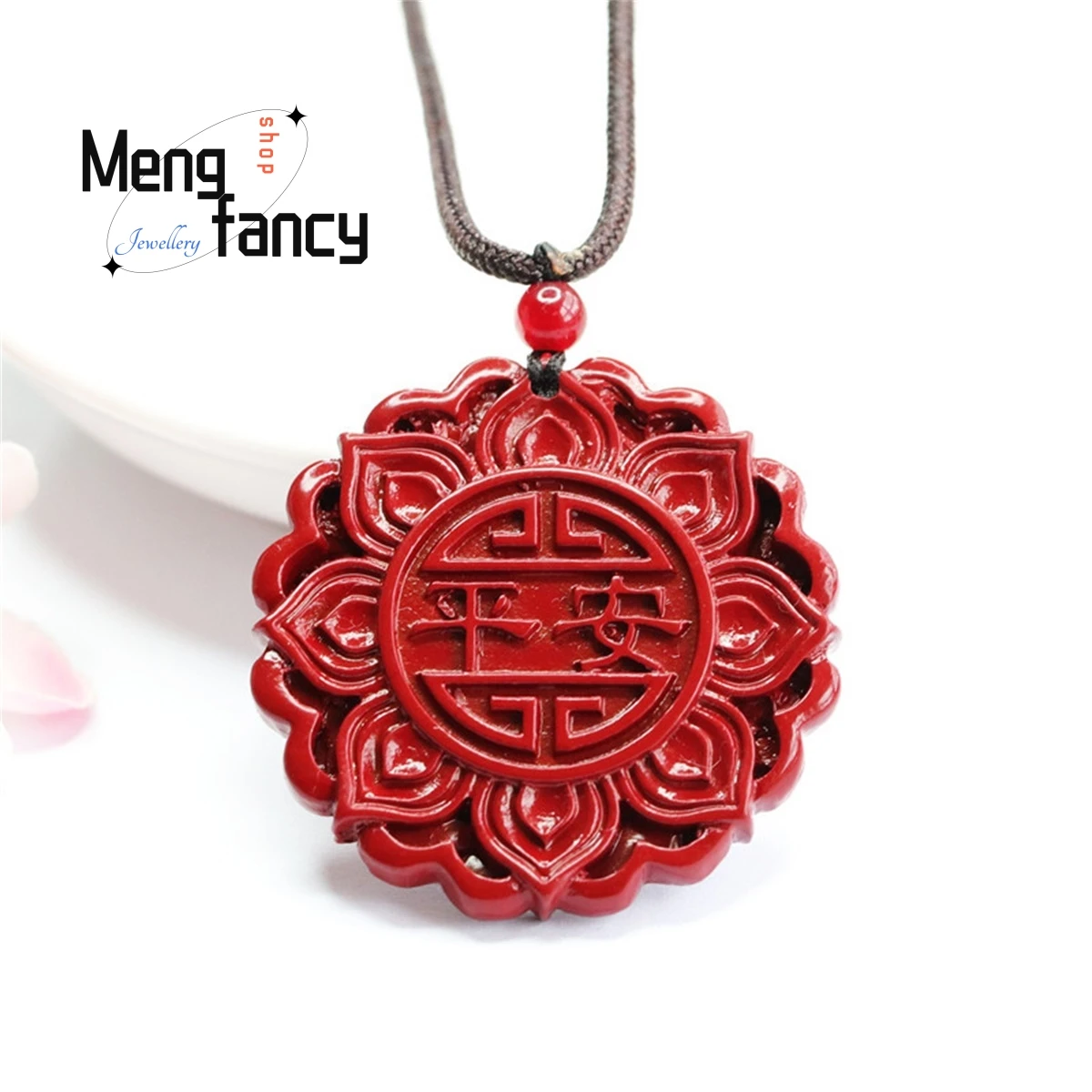 

Natural Cinnabar Purple Gold Sand Lotus Peace Brand Pendant Simple Generous Personality Men Women Mascot Amulet Charm Fashion