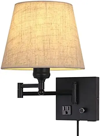 Mount Light with Dimmable Switch and Outlet, Swing Arm Metal Shade Sconce Light with USB Port and Plug in Cord, Black Lamp for
Mount Light with Dimmable Switch and Outlet, Swing Arm Metal Shade Sconce Light with USB Port and Plug in Cord, Black Lamp for