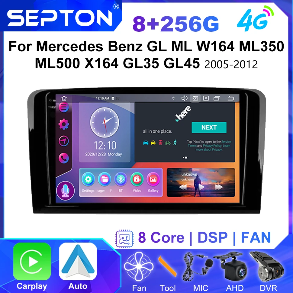 

SEPTON 2Din Android 4G Car Radio for Mercedes Benz GL ML W164 ML350 ML500 X164 GL35 GL45 2005-2012 GPS CarPlay Player Autoradio