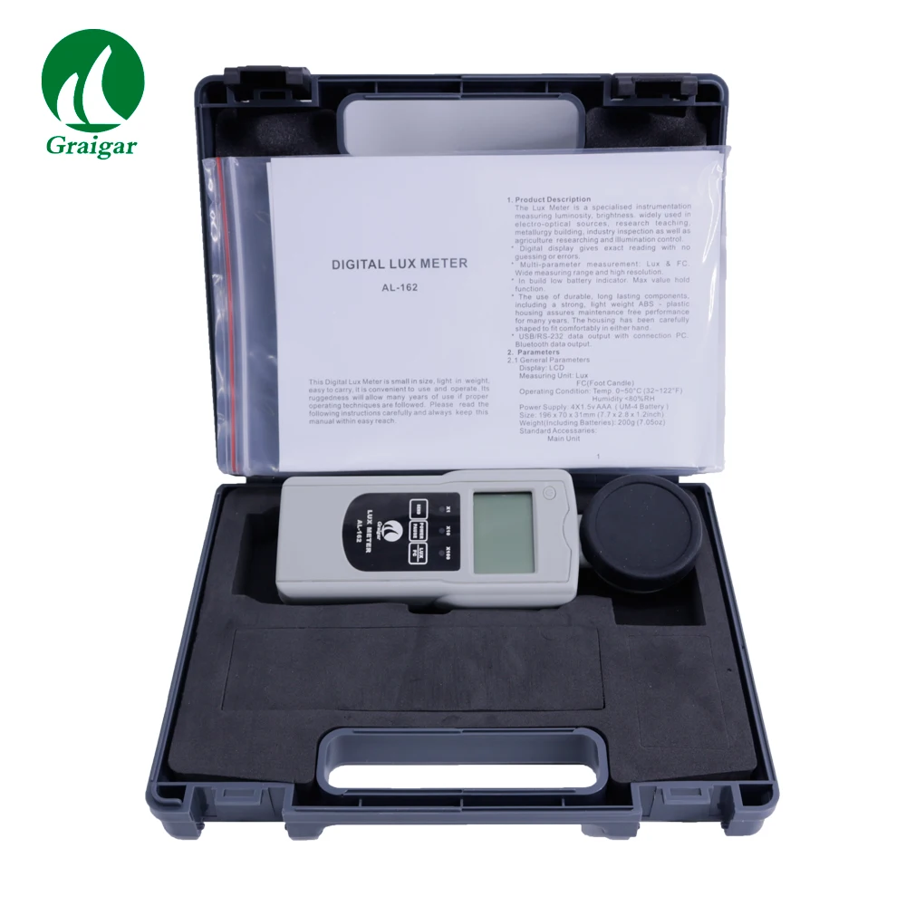 AL-162 Digital Lux Meter Portable Luminometer Photometer Brightness Tester Measuring Range 0~50,000 Lux
AL-162 Digital Lux Meter Portable Luminometer Photometer Brightness Tester Measuring Range 0~50,000 Lux