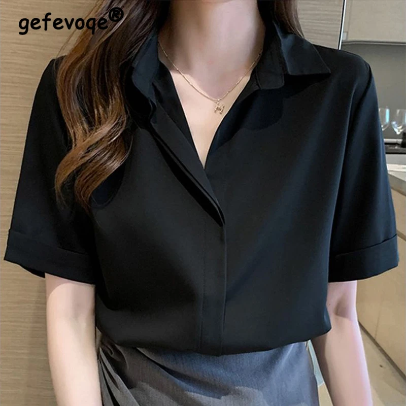 Summer New Korean Style Solid Color Elegant Fashion Women's Shirt Aesthetic Casual Loose Blouse Female Chic Office Lady Pullover
Summer New Korean Style Solid Color Elegant Fashion Women's Shirt Aesthetic Casual Loose Blouse Female Chic Office Lady Pullover
