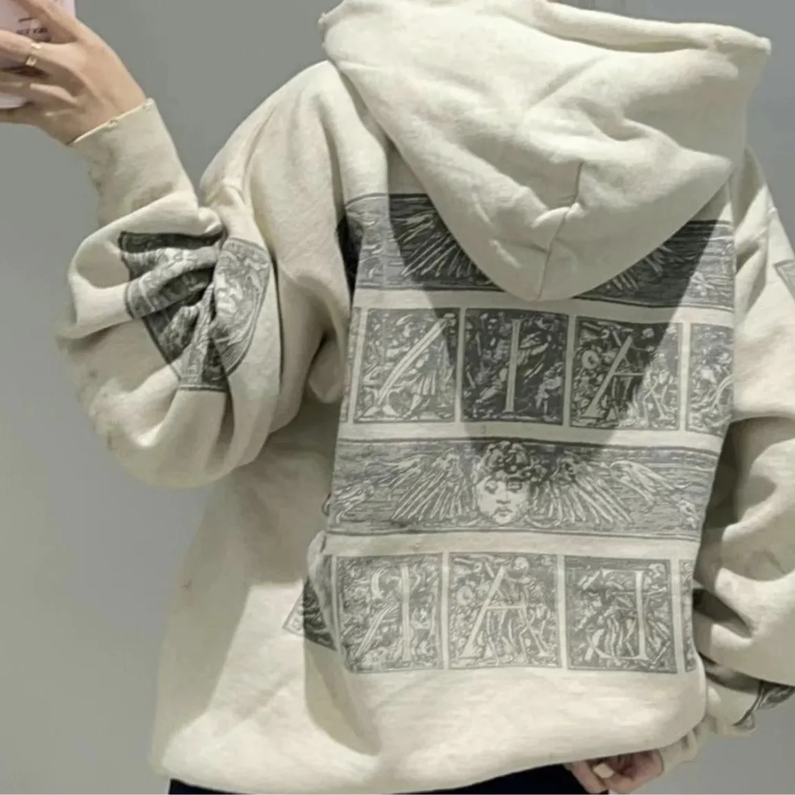 

2024 new fashion tide Saints Michaels Cho 24SS new Doing old destruction vintages wind hooded pullover hoodie sweater