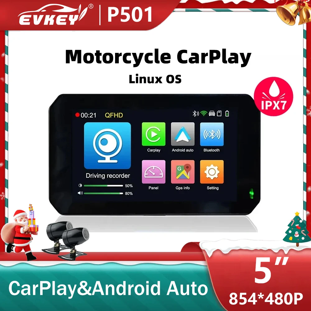 EVKEY P501-D 5 inch Portable Motorcycle CarPlay Android Auto Display Waterproof Monitor 1080P Dual Recording Display Loop video
EVKEY P501-D 5 inch Portable Motorcycle CarPlay Android Auto Display Waterproof Monitor 1080P Dual Recording Display Loop video