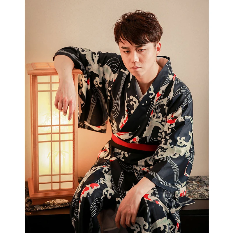Traditional Japanese Kimono Samurai Cosplay Koi Print Costume For Men Formal Wear Cultural Clothing Bathing Robe
Traditional Japanese Kimono Samurai Cosplay Koi Print Costume For Men Formal Wear Cultural Clothing Bathing Robe