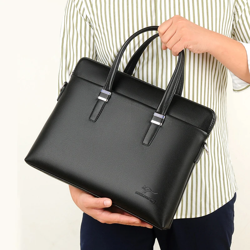 

Briefcase Bag for Man PU Leather Handbags Laptop 14 Shoulder Business Messenger Designer Work Side Bag For Documents Suitcase