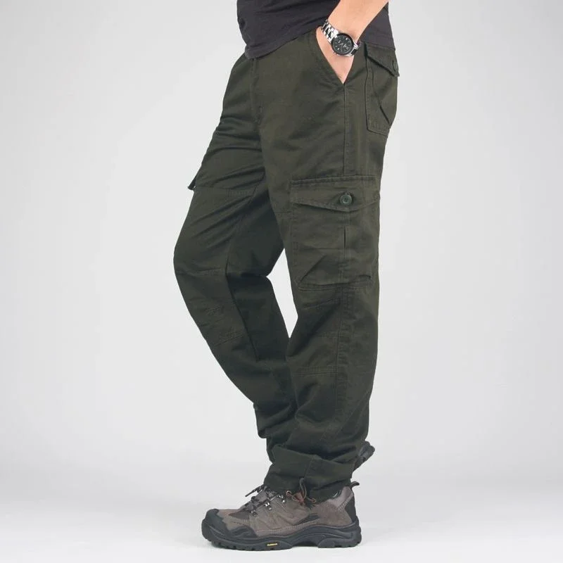 

Мужские износостойкие брюки-карго из чистого хлопка, прямые повседневные Свободные Комбинезоны с несколькими карманами, тактические камуфляжные брюки в стиле милитари
