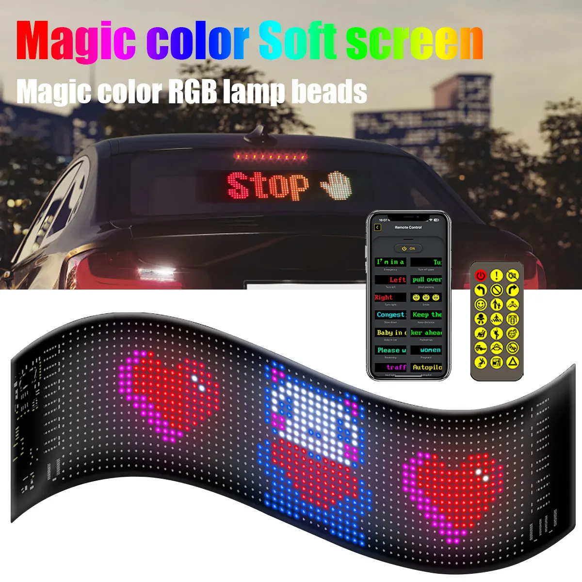 

Car LED Matrix Pixel Panel Scrolling DIY Windshield Interactive Advertising Screen APP Control Flexible LED