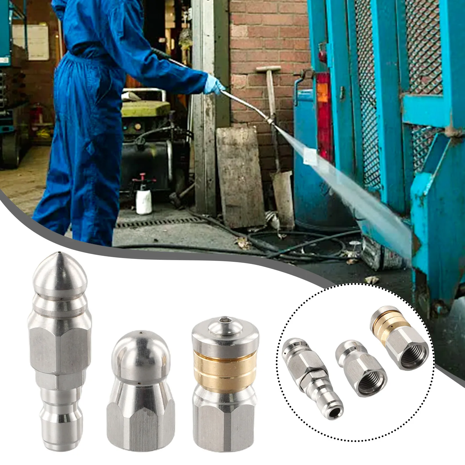 3PCS Sewer Jetter Nozzles Stainless Steel 1/4 In Pressure Rotary Washer Hose Quick Connect Home Garden Supplies Tool Accessories
3PCS Sewer Jetter Nozzles Stainless Steel 1/4 In Pressure Rotary Washer Hose Quick Connect Home Garden Supplies Tool Accessories
