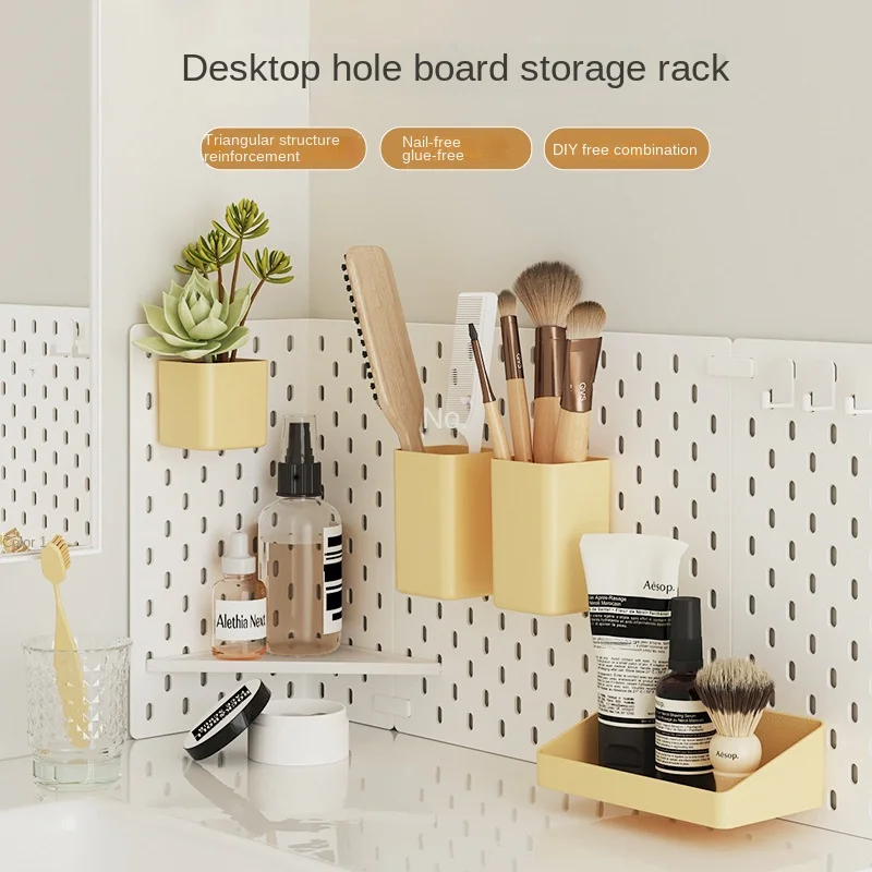 

Wall-Mounted Storage Rack Home Hole Plate Kitchen Bathroom Free Perforation Storage Shelf Organizer Hook Box Multiple Choices