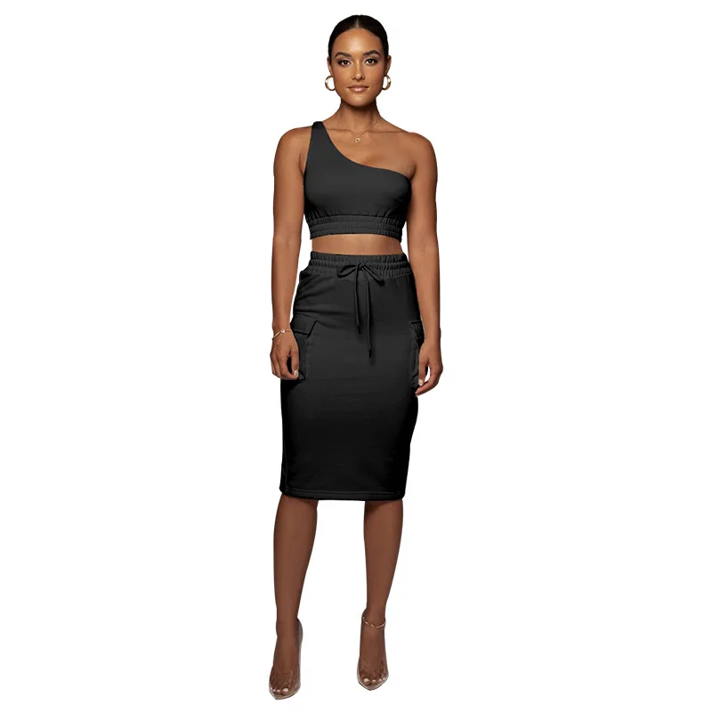 Summer Solid Color Single Shoulder Back Heart Fanny Pack Hip Skirt Sexy Women's Two-piece Fashion Trend Casual New Women's Suit
Summer Solid Color Single Shoulder Back Heart Fanny Pack Hip Skirt Sexy Women's Two-piece Fashion Trend Casual New Women's Suit