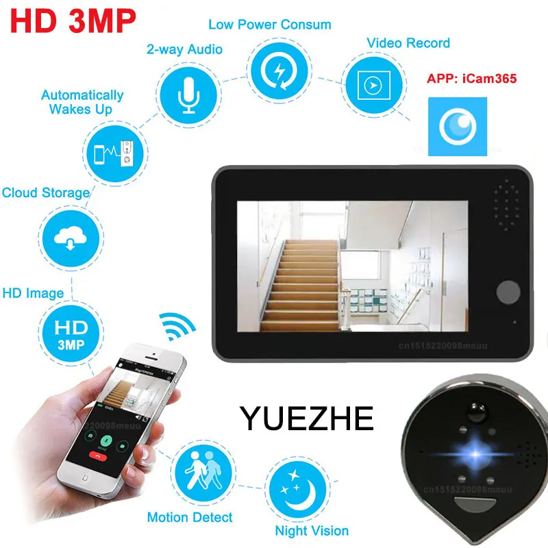 Yuezhe 3MP icam365 серебристый глазок камера 4,3 дюймов дверной звонок умный дом HD IPS экран ночной PIR датчик движения видео дверной звонок
Yuezhe 3MP icam365 серебристый глазок камера 4,3 дюймов дверной звонок умный дом HD IPS экран ночной PIR датчик движения видео дверной звонок