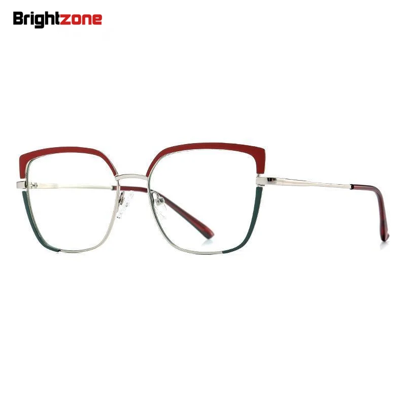 

Brightzone Fashion Metal Women Anti Blue Light Safety Custom clear Glasses Spring Hinge Optical Eyeglass Frame Eyewear Oversize