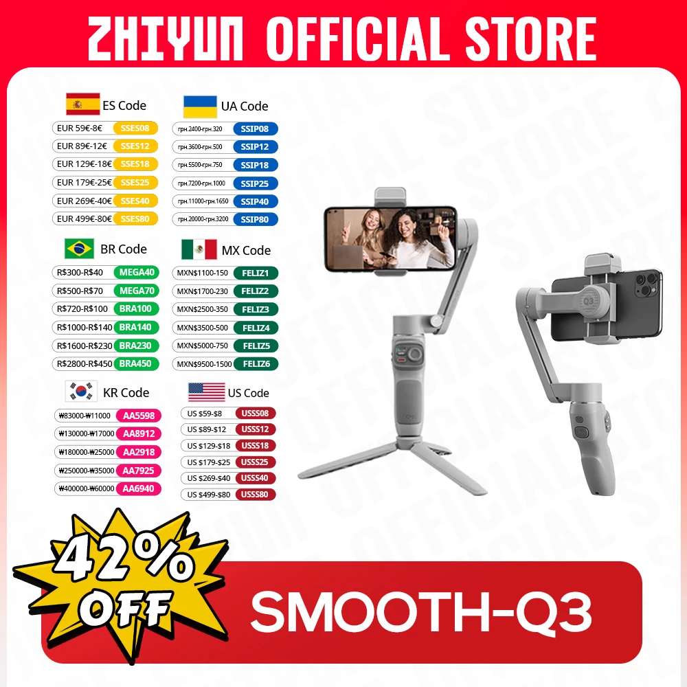 ZHIYUN SMOOTH Q3 официальный Гладкий Q3 3-осевой стабилизатор для телефона Гибкий ручной стабилизатор для смартфона iPhone 14 Pro Xiaomi Huawei
ZHIYUN SMOOTH Q3 официальный Гладкий Q3 3-осевой стабилизатор для телефона Гибкий ручной стабилизатор для смартфона iPhone 14 Pro Xiaomi Huawei