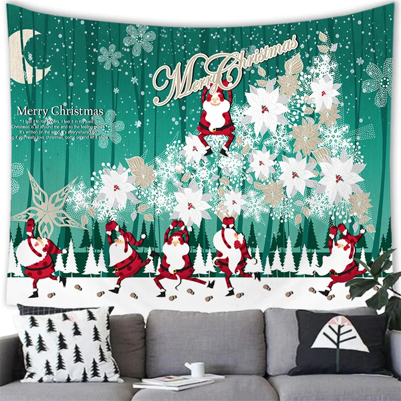 

Merry Christmas Tapestry Cartoon Snowman Boho Room Decor Wall Hanging Santa Claus Snowman Background Cloth New Year Tapestries