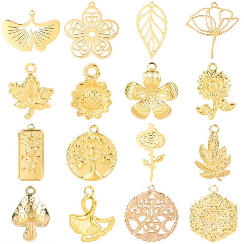 4pcs/Lot 18k Real Gold Plated Rose Lotus Bulk Leaves Charms For Jewelry Making Supplies DIY Sunflower Pendants Stainless Steel
4pcs/Lot 18k Real Gold Plated Rose Lotus Bulk Leaves Charms For Jewelry Making Supplies DIY Sunflower Pendants Stainless Steel