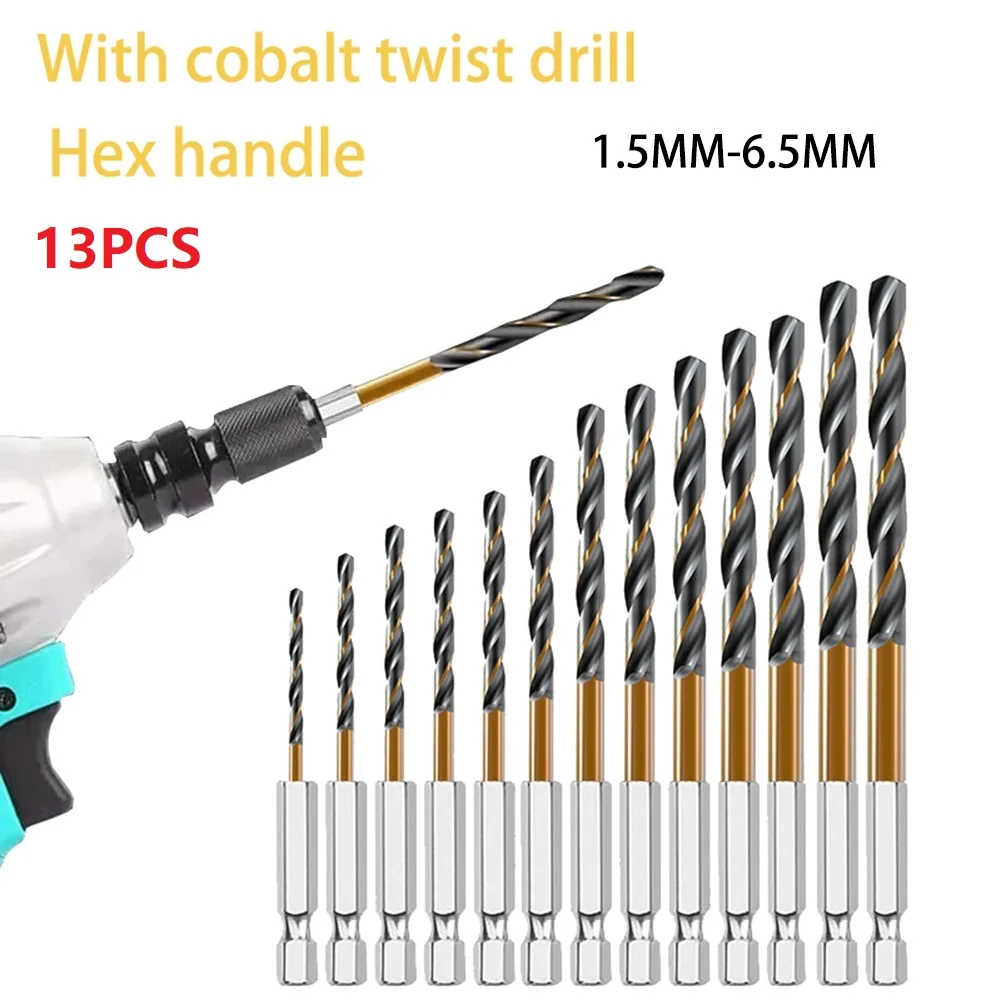 Drills Drill Bit Titanium Coated 1.5-6.5mm 1/4 Hex Shank 13pcs 6.35mm Shank Accessory Adapter High Speed Steel
Drills Drill Bit Titanium Coated 1.5-6.5mm 1/4 Hex Shank 13pcs 6.35mm Shank Accessory Adapter High Speed Steel