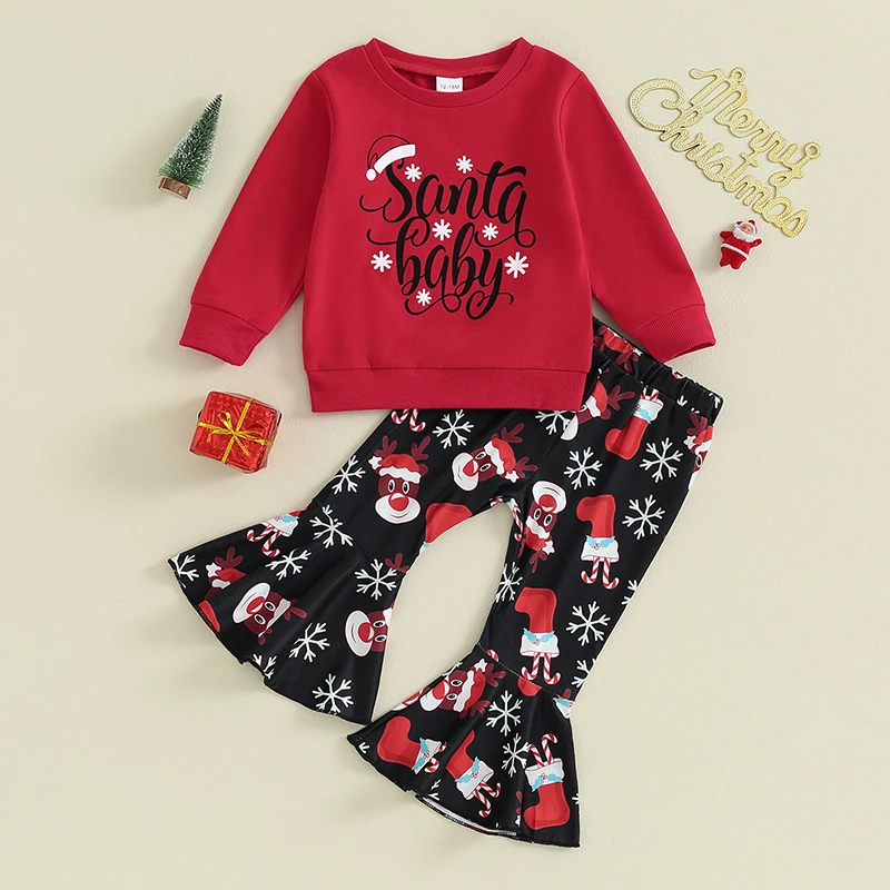 Toddler Christmas Bell Bottom Outfit Girls Winter Clothes Santa Letter Crewneck Sweatshirt Snowman Flare Pant Sets
Toddler Christmas Bell Bottom Outfit Girls Winter Clothes Santa Letter Crewneck Sweatshirt Snowman Flare Pant Sets