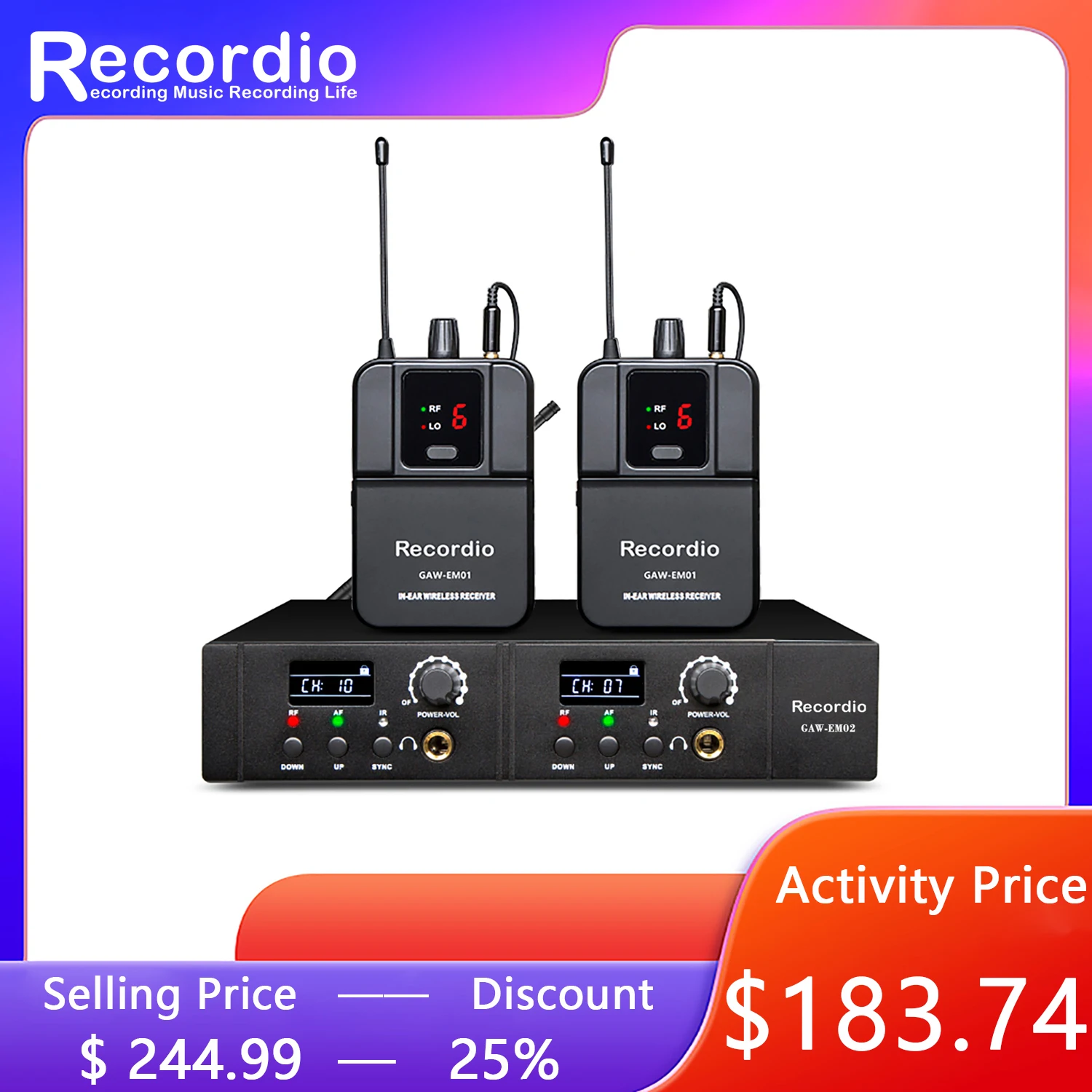 GAW-EM02 Business Stage Wireless Monitors Into The Ear Listening System Performance Monitor Lavalier Microphone Dynamic Recrodio
GAW-EM02 Business Stage Wireless Monitors Into The Ear Listening System Performance Monitor Lavalier Microphone Dynamic Recrodio