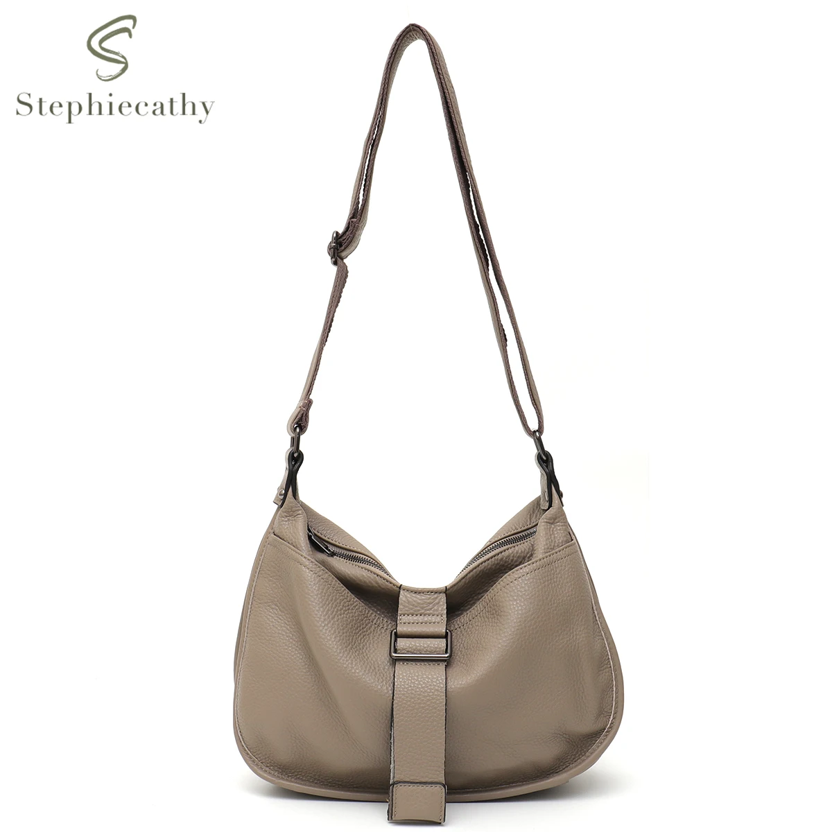 

SC Women Design Style Genuine Leather Crossbody Bag Multi Pockets Casual Daily Slouchy Preppy Handbag Messenger Shoulder Satchel