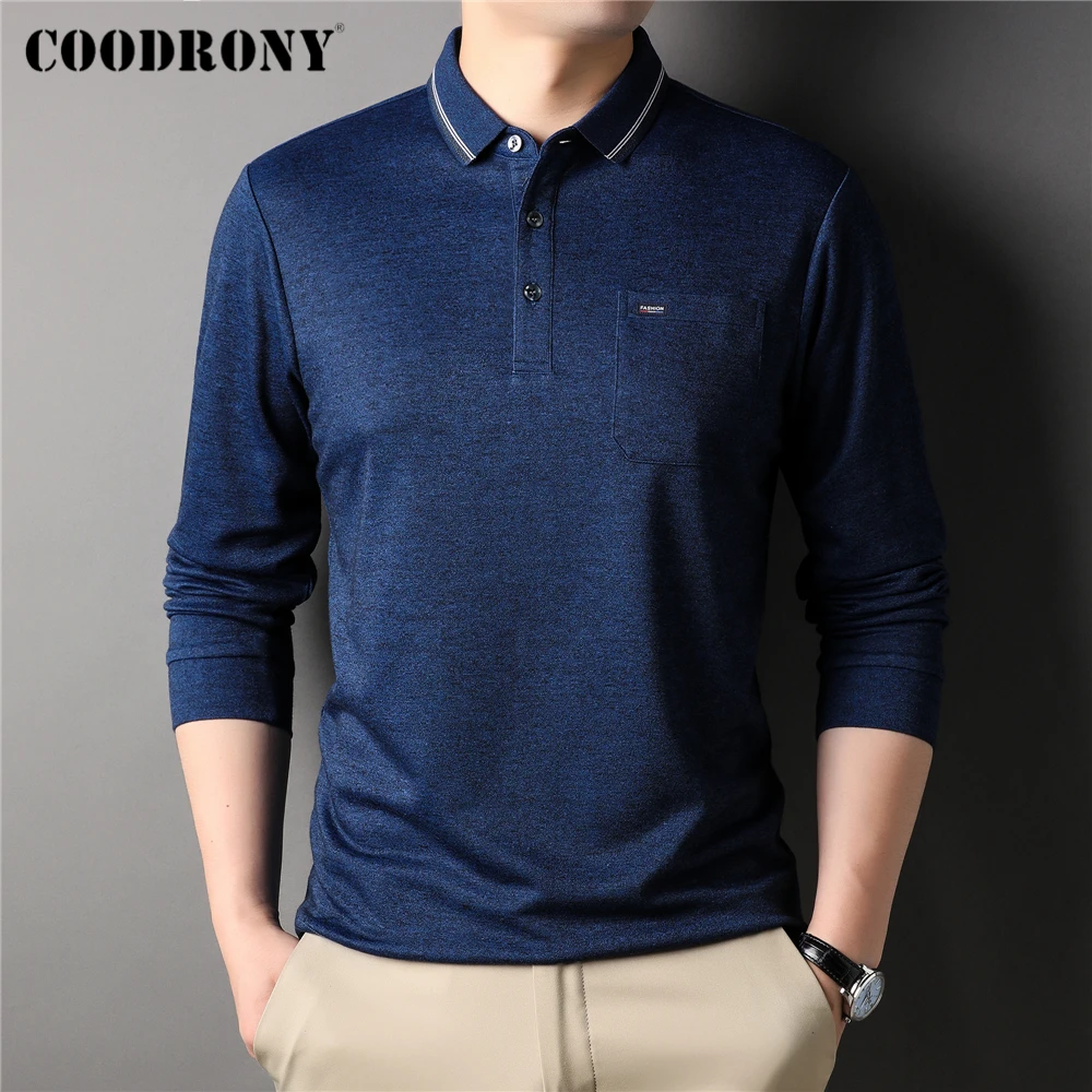 

COODRONY Brand Cotton Polo-Shirt Men Clothes Spring New Arrival Classic Long Sleeve T-Shirt Homme Business Casual Tops Z5148